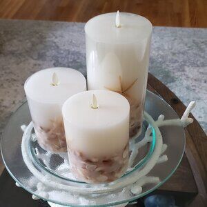 Pottery Barn Coastal Seashell Flameless Flickering Candle